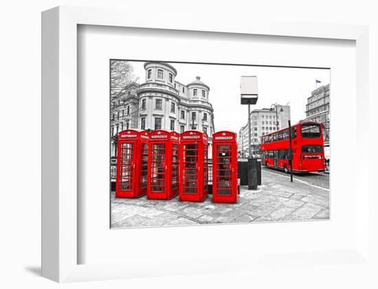 U.K. Black White and Red-null-Framed Art Print