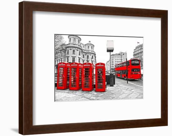 U.K. Black White and Red-null-Framed Art Print