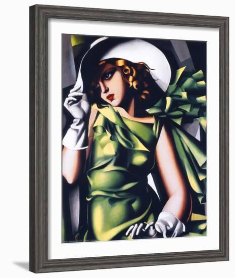 Jeune Fille Vert-Tamara de Lempicka-Framed Art Print