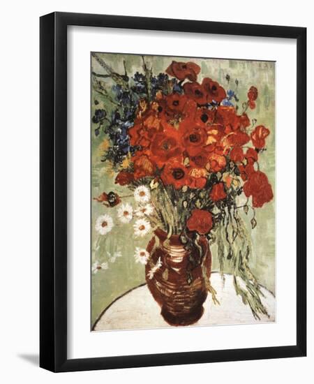 Vase with Daisies and Poppies-Vincent van Gogh-Framed Art Print