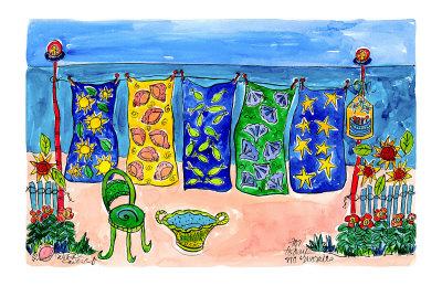 'Beach Laundry' Art Print Deborah Cavenaugh