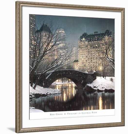 Twilight in Central Park-Rod Chase-Framed Art Print