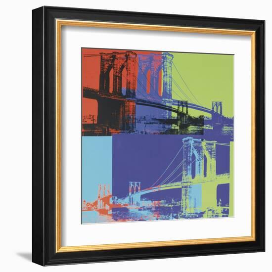 Brooklyn Bridge, c.1983 (orange, blue, lime)-Andy Warhol-Framed Art Print