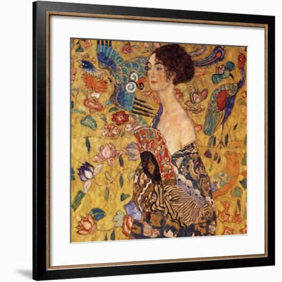 Lady with a Fan-Gustav Klimt-Framed Premium Giclee Print