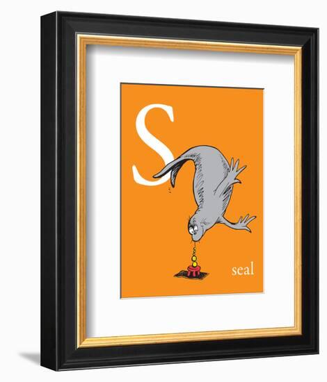 S is for Seal (orange)-Theodor (Dr. Seuss) Geisel-Framed Art Print