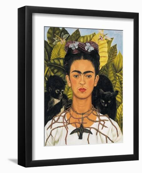 Self-Portrait with Thorn Necklace and Hummingbird, c.1940-Frida Kahlo-Framed Art Print