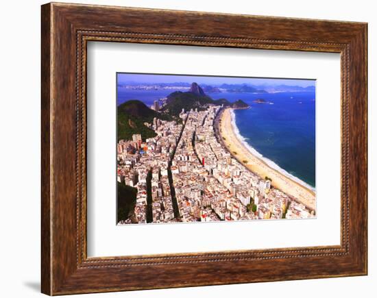 View of Copacabana Beach with Sugarloaf Mountain (404m), Rio de Janeiro, Brazil-null-Framed Premium Giclee Print