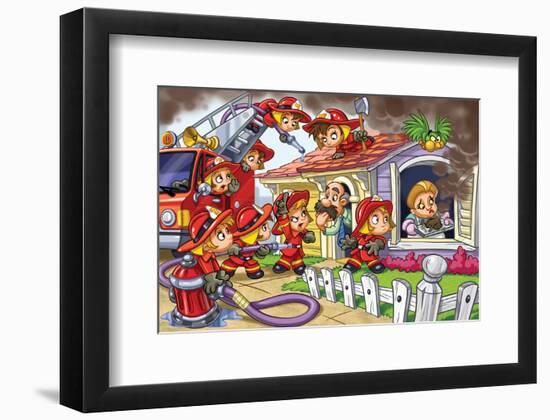 Girl Power - Firefighters--Framed Art Print