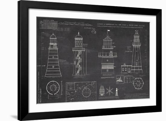 Survey of Lighthouses-The Vintage Collection-Framed Giclee Print