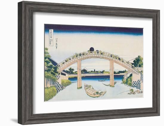 Under Mannen Bridge at Fukagawa-Katsushika Hokusai-Framed Art Print