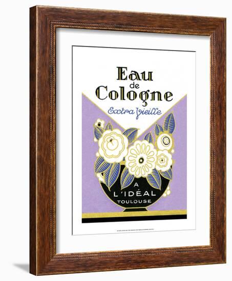 Vintage Art Deco Label, Eau de Cologne-null-Framed Art Print