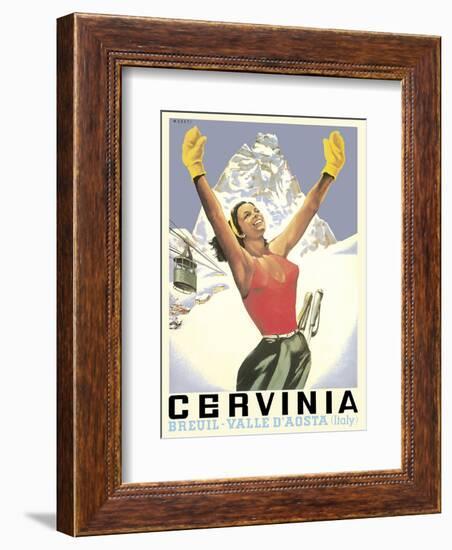 Breuil-Cervinia, Italy - Skier at Alpine Sky Resort - Valle D’Aosta (Aosta Valley)-Arnaldo Musati-Framed Art Print