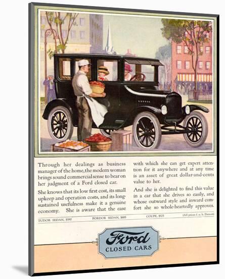 1924 Model T - Closed Cars-null-Mounted Art Print