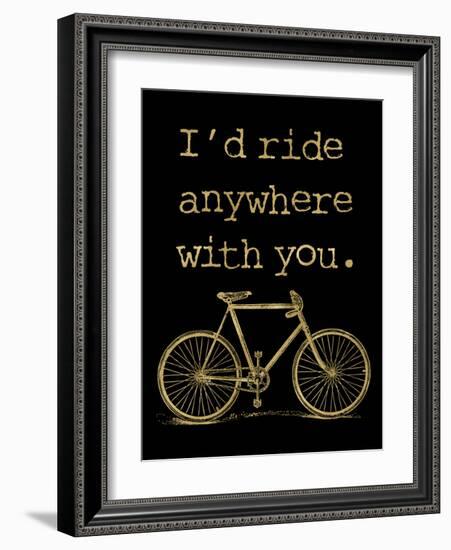 Bicycle I’d Ride Anywhere Golden Black-Amy Brinkman-Framed Art Print