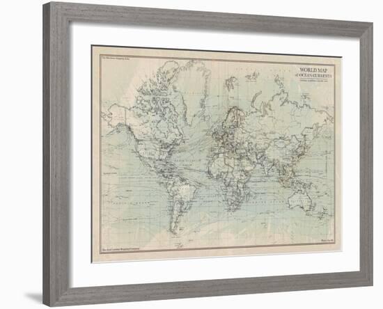 Ocean Current Map I-The Vintage Collection-Framed Giclee Print