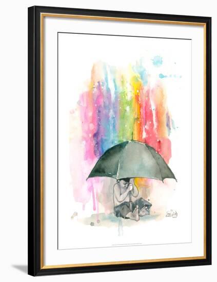 Umbrella Boy-Lora Zombie-Framed Art Print