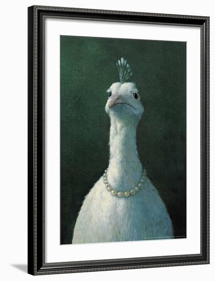 Peacock with Pearls-Michael Sowa-Framed Art Print