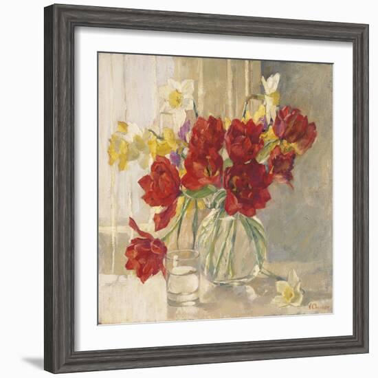 Red Tulips and Daffodils-Valeriy Chuikov-Framed Giclee Print
