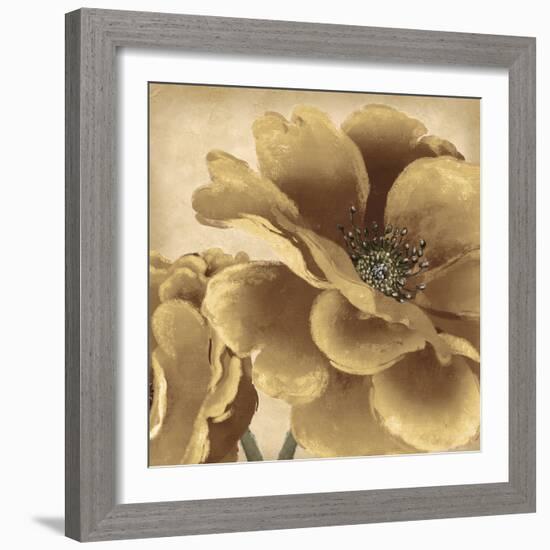 Golden Peony I-Linda Wood-Framed Giclee Print