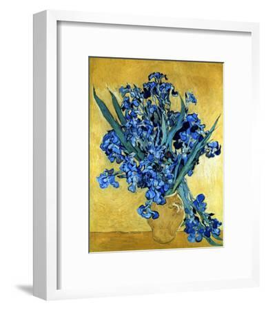 Vase of Irises Against a Yellow Background, c.1890 Giclee Print by ...