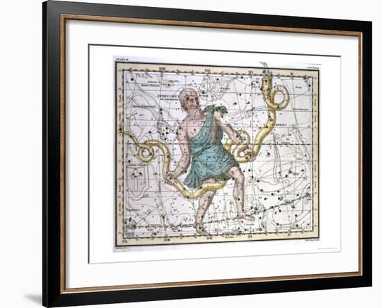 Ophiuchus or Serpentarius, from "A Celestial Atlas," Published in 1822-A. Jamieson-Framed Giclee Print