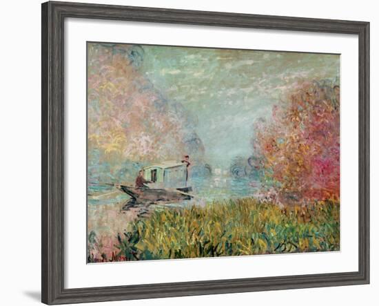 The Boat Studio on the Seine, 1875-Claude Monet-Framed Giclee Print