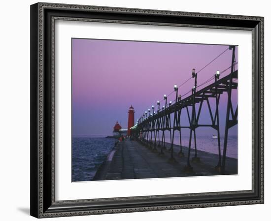 Grand Haven Lighthouse on Lake Michigan, Grand Haven, Michigan, USA-Michael Snell-Framed Photographic Print