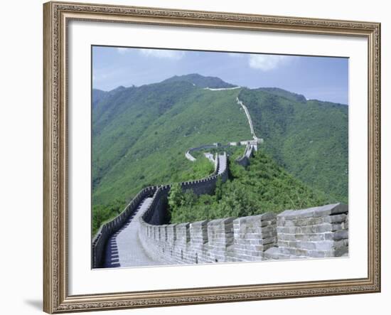 Restored Section of the Great Wall (Changcheng), Northeast of Beijing, Mutianyu, China-Tony Waltham-Framed Photographic Print