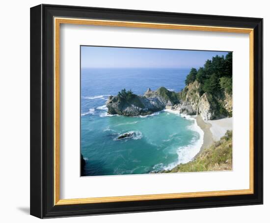 Spectacular Coastline with Waterfall, Julia Pfeiffer Burns State Park, Big Sur, USA-Ruth Tomlinson-Framed Photographic Print