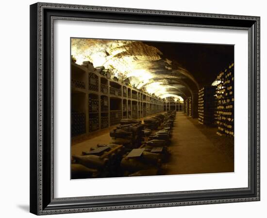 Bottles in the Treasure Chamber, Maison Louis Jadot, Beaune, Cote d'Or, Burgundy, France-Per Karlsson-Framed Photographic Print