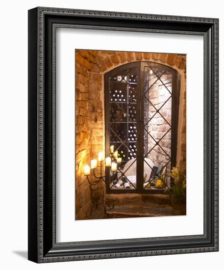 Wine Cellar with Bottles Behind Iron Bars, Stockholm, Sweden-Per Karlsson-Framed Photographic Print