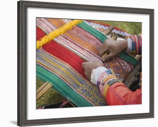 Woman Weaving, Traditional Backstrap Loom, Cuzco, Peru-Merrill Images-Framed Photographic Print