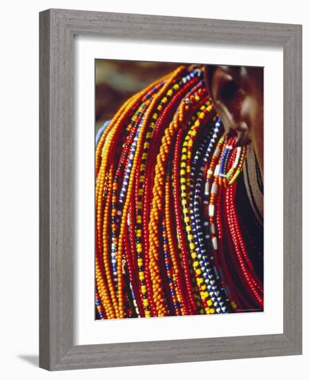 Kenya, Samburu Woman Wearing Decorative Beads-Thomasin Magor-Framed Photographic Print