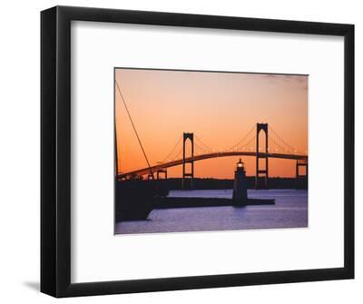 Newport Bridge and Harbor at Sunset, Newport, Rhode Island, USA ...