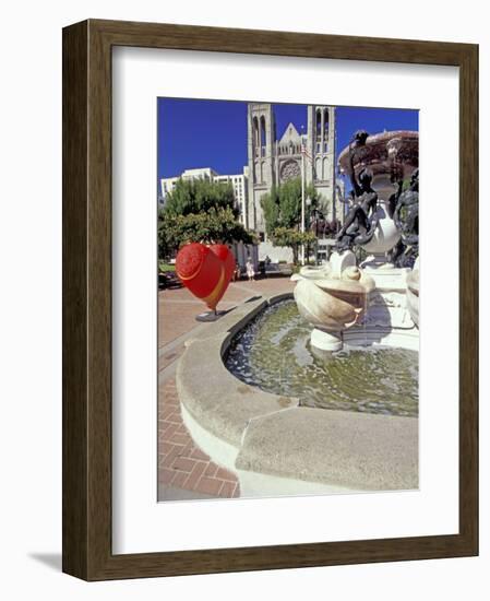 Huntington Park and Grace Cathedral, Nob Hill, San Francisco, California-William Sutton-Framed Photographic Print