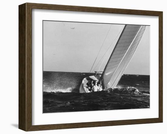 Boat Competing During Americas Cup Race-George Silk-Framed Photographic Print