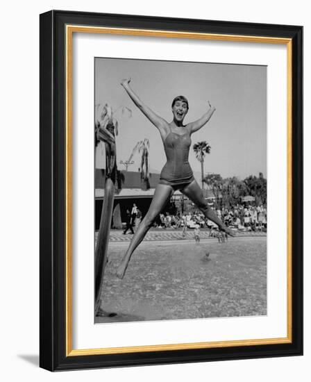 Las Vegas Chorus Girl Kim Smith at the Swimming Pool in the Sands Hotel-Loomis Dean-Framed Photographic Print