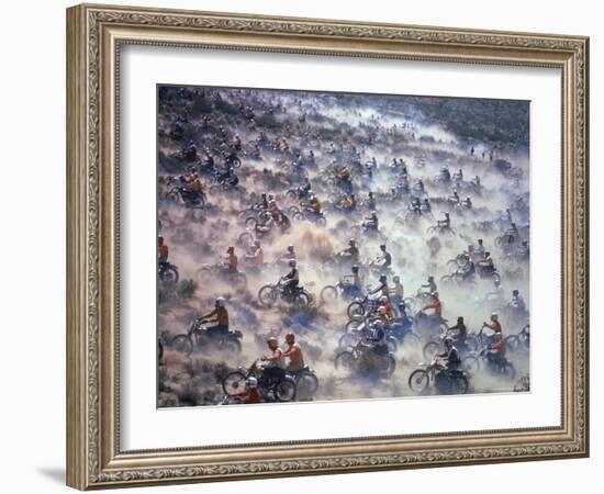 Motorcyclists Racing 75 Miles Cross Country Through Mojave Desert-Bill Eppridge-Framed Photographic Print