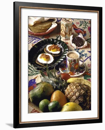 Traditional Mexican Breakfast: Fried Tortillas, Chocolate, Huevos Rancheros and Fresh Fruit-John Dominis-Framed Photographic Print