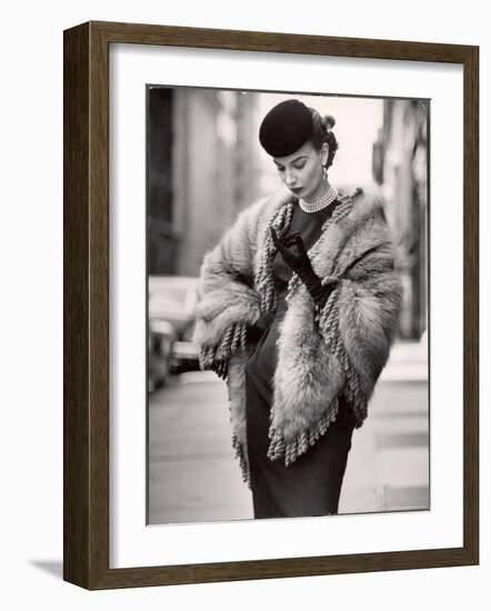 Model Wearing a Fringed Shawl Made of Natural Norwegian Blue Fox, Selling For $750-Gordon Parks-Framed Photographic Print