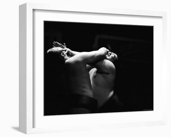 Sumo Wrestlers During Match-Bill Ray-Framed Photographic Print