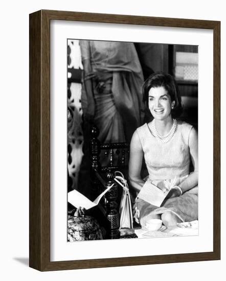 Mrs. John F. Kennedy During Her Tour of India-Art Rickerby-Framed Photographic Print