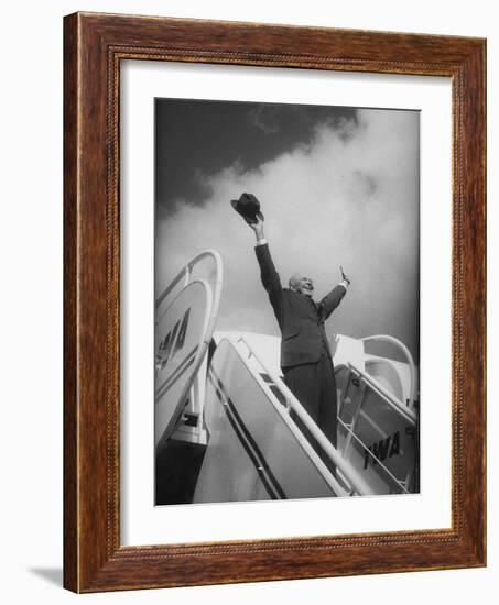 President Dwight D. Eisenhower, During Arrival For Summit Conference-Ed Clark-Framed Photographic Print