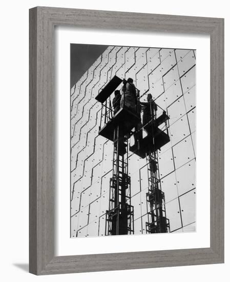 Technicians Adjusting Mirrors of Solar Furnace-Joe Scherschel-Framed Photographic Print