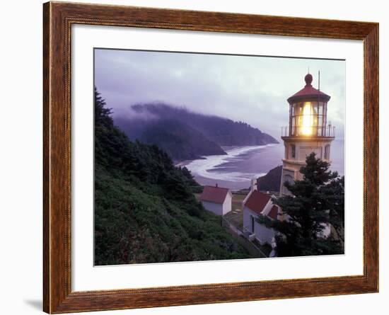Foggy Day at the Heceta Head Lighthouse, Oregon, USA-Janis Miglavs-Framed Photographic Print
