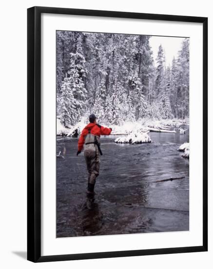 Man Fly Fishing in Fall River, Oregon, USA-Janell Davidson-Framed Photographic Print