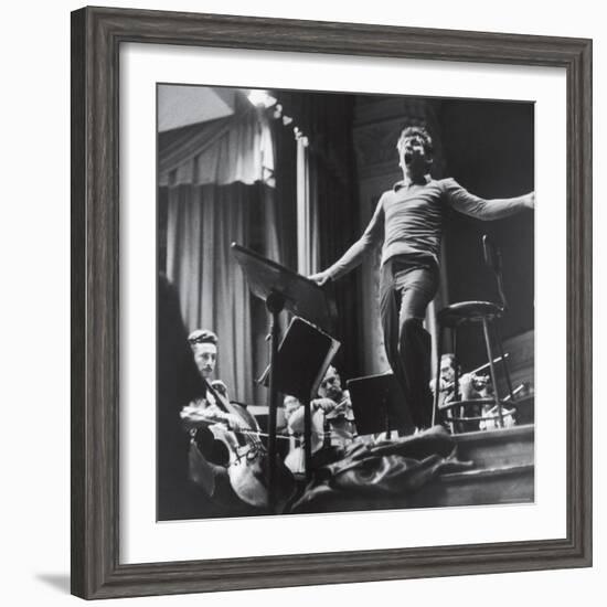 Maestro Leonard Bernstein Conducting the NY Philharmonic Orchestra for a Concert at Carnegie Hall-Alfred Eisenstaedt-Framed Premium Photographic Print