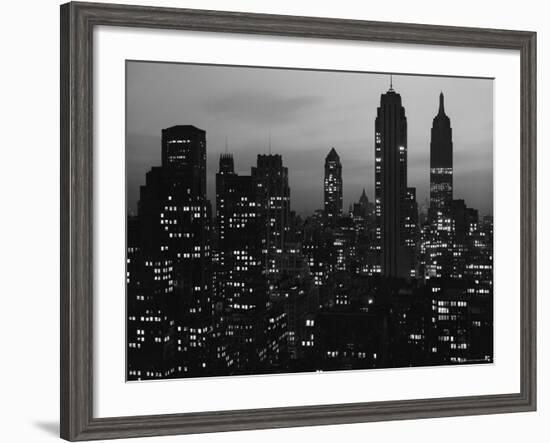 Silhouette of the Empire State Building and Other Buildings without Light During Wartime-Andreas Feininger-Framed Photographic Print