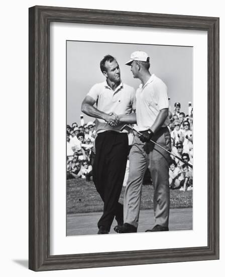 Golfer Jack Nicklaus and Arnold Palmer During National Open Tournament-John Dominis-Framed Premium Photographic Print