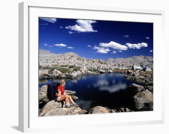 Hiker, Sierra Nevada Range, CA-Mitch Diamond-Framed Photographic Print